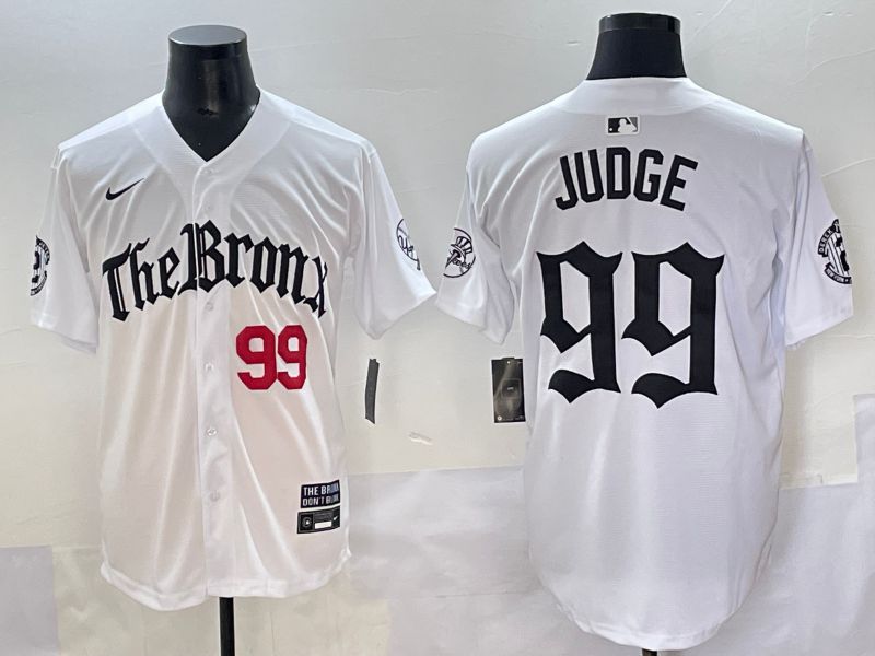 Men 2025 New York Yankees #99 Judge White Five generations Joint Name Nike MLB Jersey style 32